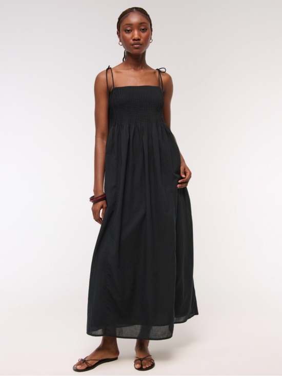 Abercrombie & Fitch Dresses & Skirts - New Never WornAbercrombie & Fitch Black Smocked Maxi Dress with Tie Straps